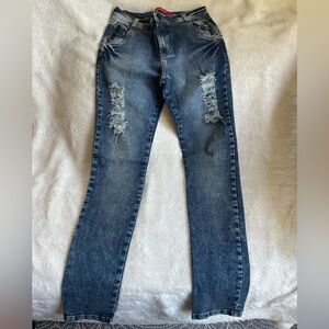Classic Blue Distressed Skinny Jeans